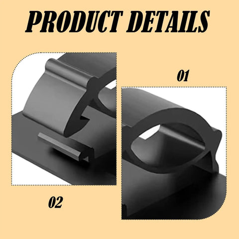 Close-up view of Premium Adhesive Cable Management Clips Super Sticky Backing, showcasing design for secure cable organization.