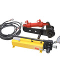Rugged Manual Hydraulic Torque Wrench Delivers Serious Torque Punch For M20 M30 Coarse Thread Bolts with yellow pump, red hydraulic cylinder.
