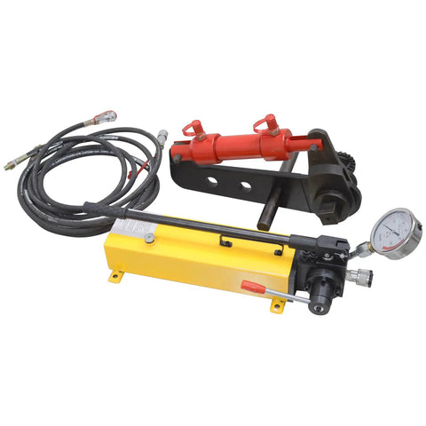 Rugged Manual Hydraulic Torque Wrench Delivers Serious Torque Punch For M20 M30 Coarse Thread Bolts with yellow pump, red hydraulic cylinder.
