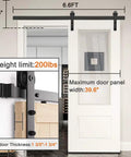 Hella Sturdy 7.5ft Sliding Barn Door Hardware Kit Smooth Gliding Track System For Single Doors with measurements and door specs