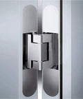 Close-up of Two Pack 6 Inch White Hidden Door Hinge With 180 Degree Swing And 3 Way Adjustable Butt Hinge for heavy-duty doors