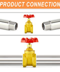 Beefy Brass Gate Valve One Half Inch With Wheel Handle For Water Oil Gas, showing product connection with F-F threads, installed view.