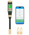 Ultimate Soil pH Meter With Bluetooth Water pH Tester, Digital pH and Temperature Meter with ATC, shown with mobile app display