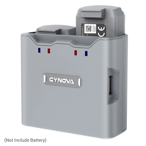 Two Way Battery Charger Hub For DJI Mini 4K And DJI Mini 2 Drones, Charges Two Batteries At Once, shown with one battery inside