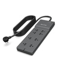 Eight Outlet Surge Protector With Eight Foot Flat Plug 2500 Joules Of Protection UL Listed Heavy Duty Extension Cord