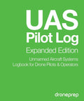 Uas Pilot Log Expanded Edition Drone Preparedness Flight Recording Book for commercial drones showing green cover design.