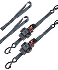 2 Pack Self Retracting Ratchet Tie Downs 1 Inch Wide 10 Feet Long With Auto Rewind 1200 Pound Break Strength No Loose Ends For Motorcycle Cargo