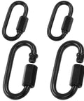 M3.5 Black Quick Link Chain Connector Set, Heavy Duty One Eighth Inch Link, Metal Carabiner Screws, Pack Of 4, black finish, screw lock