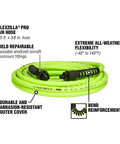 Tough As Nails Pro Air Hose Three Eighth Inch By 25 Feet Heavy Duty Lightweight Hybrid Polymer Zero Kink Construction with durable fittings.