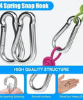Front view of Amazon 30-pack M4 mini carabiner clips, 1.57-inch stainless steel, spring-loaded snap hooks