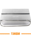 Solid Workhorse Folding Stainless Steel Toolbox With Three Spacious Tiered Trays And Reinforced Carry Handle, 17x8x6 inches, top view.