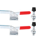 Toggle Hold Down Clamp With Quick Lock GH 201C Fixture For Welding And Woodworking Bench Jig Setup Beefy 182kg Holding Force Rust Resistant Heavy Duty Clamp Tool Set Of 2, metal with red handle