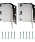 Expandable Handicap Door Hinges Offset Two Swing Hinges In Satin Chrome For Wheelchair Accessibility Opens 90 Degrees And Adds 2 Inches To Doorways For Barrier Free Entry shown with screws.