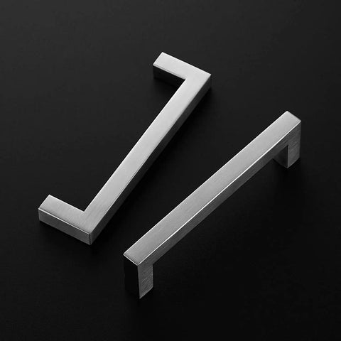 Square 5 Inch Brushed Nickel Cabinet Pulls For Kitchens Durable Stainless Steel Hardware Set Of 60 On Black Surface