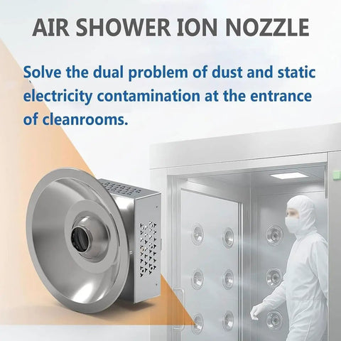 Heavy Duty Antistatic Ionizing Air Nozzle With Fast Static Knockdown And Super Slick Dust Sweep For Cleanroom Stations and entrance air shower ion nozzle