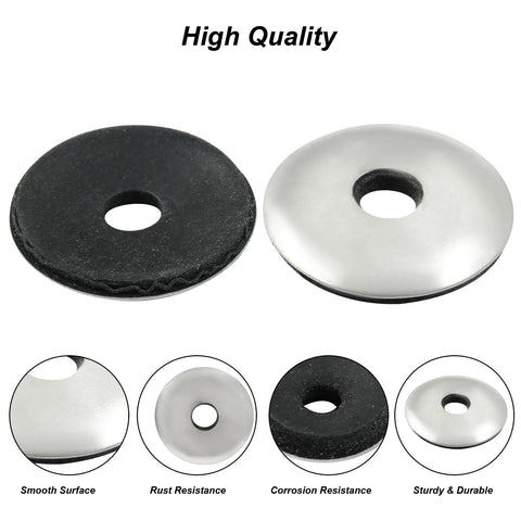 Washer set: black neoprene washer and silver stainless steel washer with central hole.