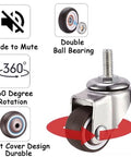 Five Pack 1.5 Inch Heavy Duty Office Chair Casters With 10x15mm Threaded Stem Replacement Rubber Wheels For Smooth Silent Rolling