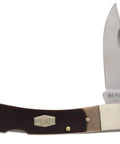 Bearhead Lockback Pocket Knife With A 2.2 Inch High Carbon Stainless Steel Blade And Sawcut Handle for EDC, blade open view.