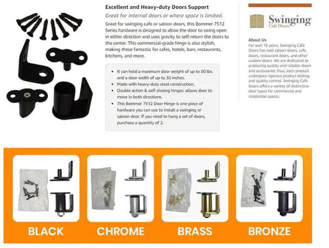 Heavy Duty Gravity Double Action Pivot Door Hinge For Saloon And Cafe Doors With Hold Open Feature Satin Chrome Finish 2 Pack