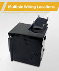 Side view of Waterproof Lockable Enclosed Power Panel Box With 50 Amp 125 250V RV 14 50R Outlet in black with multiple wiring points.