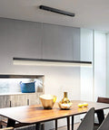 Modern LED Chandelier Pendant Light With Dimmable Linear Design over dining table, gold and black finish