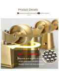 Close-up of brass swivel wheel flat casters showing 360-degree rotation feature for chairs beds sofas desks, smooth glide design