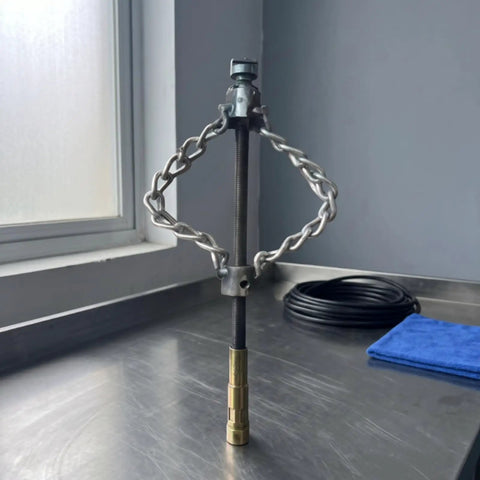 Heavy Duty Drain Cleaning Machine Head And Sewer Snake Cutter Auger Attachment Crafted From Rugged Manganese Steel with chain.