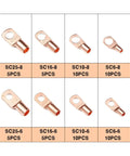 Awesome 120Pcs Assorted SC6 To SC25 Car Auto Copper Lug Ring Terminal Lugs With Seal And Heat Shrink Tubing For CrImp Connectors That Make Electrical Wiring A Total Vibe. Copper ring lugs set, SC25-8 to SC6-6 sizes, for car wiring.