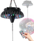 Rechargeable Disco Ball Spinner With Remote Control, Adjustable Speed, 18 RGBW LEDs, 4000mAh Battery, Quick Charge shown