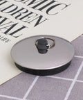 Rubber Bathtub Stopper 2pcs for Bathroom and Laundry Drain Use, round metal top with black rubber base, kitchen or bathroom use.