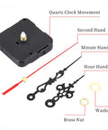 Quartz Long Shaft Clock Movement Replacement Kit for DIYers and Home Decor Enthusiasts, showing components labeled