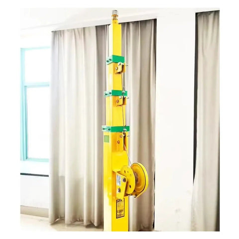 Manual Telescopic Mast for Hydraulic Light Tower, 7M yellow alloy pole, designed for quick lifting and overhead support.