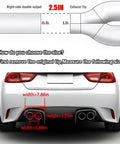 Fresh Upgrade For Your Daily Driver Swaps A Tight Two Point Five Exhaust Pipe For A Beefy Dual Three Point Five Tailtip showing size measurements.