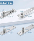Rock Solid Stainless Steel Hidden Door Hinges Heavy Duty Pivot Hardware with Smooth Rotation Silver Finish detailed dimension image.