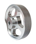 KVXJH Alloy Synchronous Encoder Wheel Measuring Wheel for Rotary Encoder Meter Counting Wheel Circumference 200 250 300mm(10mm,Diameter 50mm) side view with textured grip.