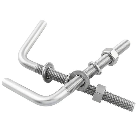 Heavy Duty 4 Pack L Shaped Anchor Bolts M10x150 Stainless Steel 304 for Concrete and Wood, Rustproof Galvanized Finish