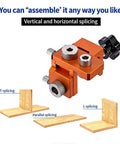 Double Hole Punch Locator Drill Positioning Jig For Woodworking And Furniture Assembly, adjustable clamp with examples of splicing