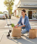 Person using Folding Hand Truck Dolly For Moving And Shopping Aluminum Portable Collapsible Cart 200 Lb Capacity With Wheels