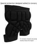 Kids Hip Pad Guard With Thick 25mm EVA Padding And Adjustable Hook Loop Belt For Outdoor Sports Like Skiing And Roller Skating Super Safe And Comfy Breathable Lining Fits Waist 22 To 31 Inches Black, showing coccyx protection design.