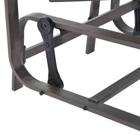 Close-up of the smooth gliding mechanism on the Outdoor Glider Chair For Patio with Lightweight Construction, ergonomic design visible.