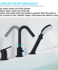 Black Roman Tub Faucet Set With Hand Shower 3 Hole Deck Mount Bath Fixture Spout Diverter Pull Out Sprayer in action