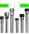 Image of M type and A type collet chucks, showcasing different designs for CNC usage.