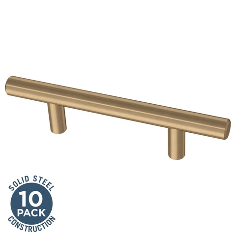 Champagne Bronze Cabinet Handles 3 Inch Hole Center Modern Pulls For Drawers And Cabinets 10 Pack Durable Solid Bar Hardware
