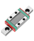 Miniature Linear Rail Guide 9mm Width Slide Block with visible ball retainer, for precise linear movement in small gear setups.