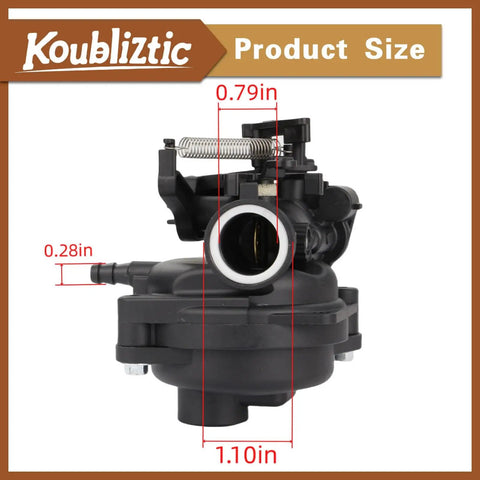 Product size diagram for Carburetor Kit Replacement For Troy-Bilt TB110 TB200 163cc Engines, 11-Piece Set