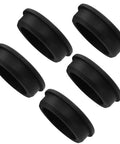 5 Pack Silicone Rubber Hole Plugs For 2 Inch Round Holes, Waterproof Flexible Seal Caps with 51 mm Bottom Diameter shown in black.