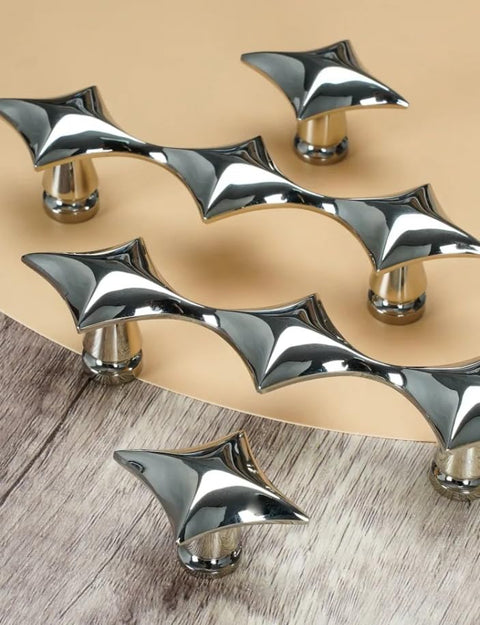 Spruce Up Your Day To Day Kitchen Cabinets Or Lazy Sunday Bathroom Vanities With These Clean Star Design Drawer Pulls In Crisp Silver Finishing That Brings Major Vibes Home, modern star pattern silver drawer handles.