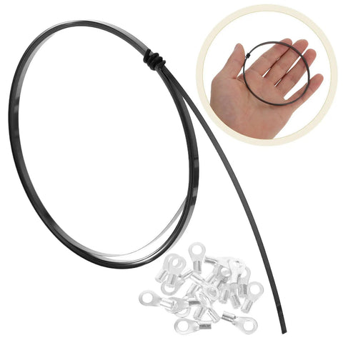 Premium Nichrome Heating Element For Heat Sealing Machines Silver Replacement Strip with black wire and silver connectors.