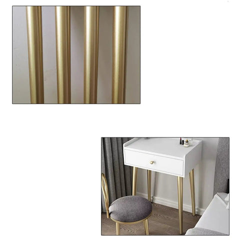Heavy Duty Metal Table Legs 4 Pack Black Wrought Iron Style With Adjustable Feet Rock Solid Clamp Base Straight Up, gold metal table legs close-up.