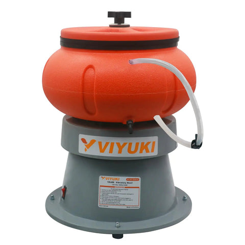 18 Lb Vibratory Tumbler Polishing Machine For Metal Parts 120V 60Hz Beefy Motor Delivers Smooth Finish, orange housing